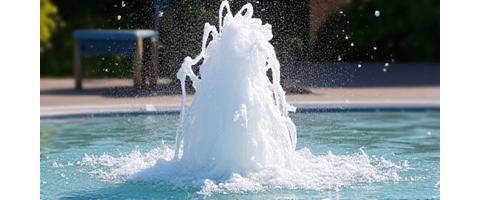 Geyser fountain in a splash pad