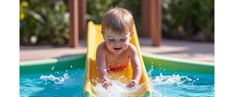 Small toddler water slide with soft splash pool
