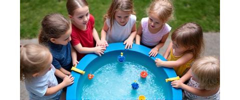 Interactive water play table for multiple children